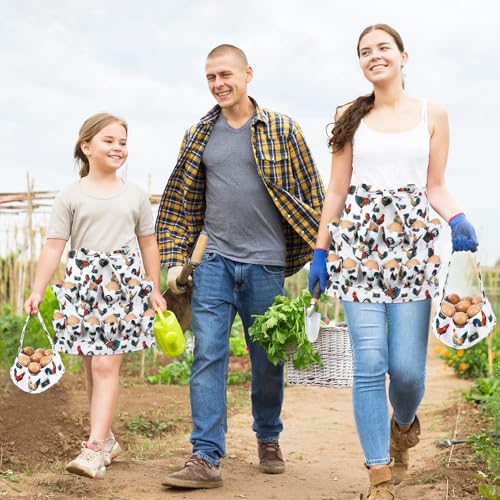 Egg Collecting Apron and Basket, 12 Pouches Chicken Egg Apron, 7 Pouches Chicken Eggs Basket, Collector Chicken Eggs - color: Grass-nest Chicken, Half-body