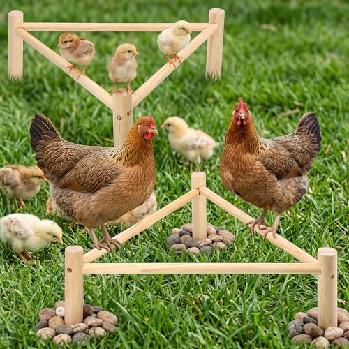 Chicken Perch for Coop & Brooder, Pine Wooden Chicken Roosting Bars (2 PCS) | Chicken Toys for Coop Accessories, Triangular Chick Perch for Parrots Birds, Natural Poultry Stand, Chicken Nesting Support - size: 2 Pcs