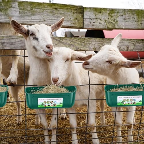 Chicken Feeder Waterer, 10 Pack Duck Feeder Supplies, Hanging Fence Feed Trough with Clips for Goat, Sheeple, Piglet, Gooses, Turkeys, Dog Livestock Poultry,Green - color: 10 pack Green
