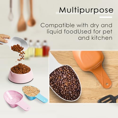 Dog Food Scoop-Melamine Pet Food Measuring Cup - 1 Cup 1/2 Cup 1/4 Cup Dog Cat Bird and Rabbit Food Feeding Scoop Dishwasher Safe - White - color: White