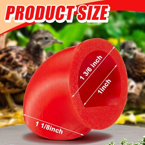 Teenyyou 20 Pack Quail Feeders No Waste Chicken Feeder Port DIY Chick Feed Saver Quail Supplies for Coturnix Small Poultry Farm Bucket Bin Container (1 Inch,Red) - color: Red, size: 1 Inch