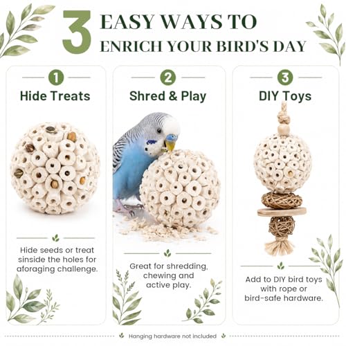 Bird Toys Sola Balls 2.36'' - 6PCS, Bird Foraging Toy, Soft Sola Atta Ball, Parrot Chew Shred Toy for Sharpening Claws and Beaks for Cockatiel, Parakeets, Conure, Love Birds, Budgie and Small Birds - color: 6 PK