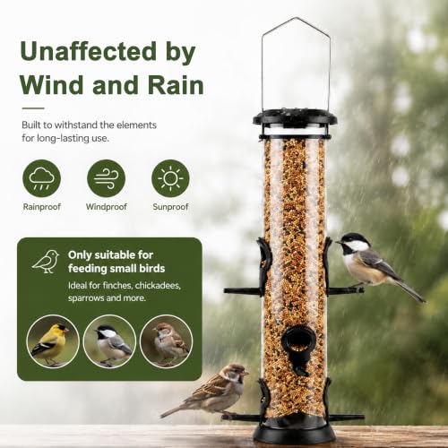 CHILDLION 2 Pack Tube Feeder, Squirrel Proof Bird Feeders for Outside,Hanging 6 Port Tube Bird Feeder Transparent Finch Bird Feeder for Attracting Birds in Your Lawn, Garden, Balcony, 20 Inch
