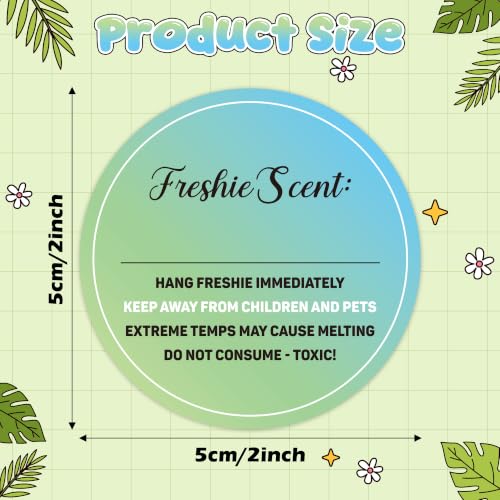 500 Count Freshiess Scent Care Instruction Stickers (Green Blue) | Car Freshie Warning Label, with Line to Write in Scent, Round Adhesive Roll Sticker, for DIY Craft Small Business, 2 x 2 Inch - color: Freshiess Green Blue