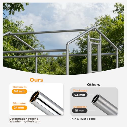 Large Metal Chicken Coop, Chicken Run for 20-30 Chickens, Heavy Duty Walk-in Poultry Cage with Waterproof Anti-UV PE Cover for Ducks Rabbits Geese, 19.5x9.7x6.4ft