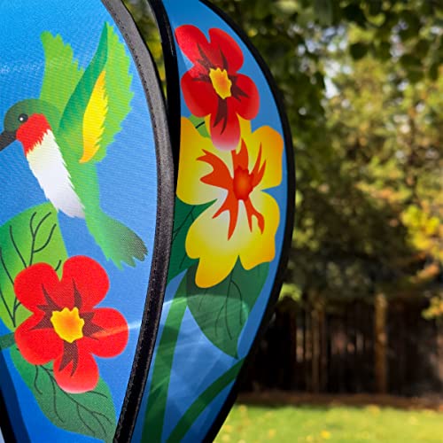 In the Breeze Hummingbird Flowers 6-Panel Kinetic Hot Air Balloon Wind Spinner,11" W x 17" H, 26" Tail,1047 - color: Hummingbird Flowers