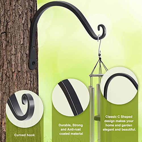 Heavy Duty Plant Hangers Outdoor Indoor, 8 Inch 2 Pack Metal Hanging Bracket Holds Up to 44 lbs, Wall Brackets for Hanging Baskets, Bird Feeders,Wind Chime& Lanterns, Black - color: Black-C, size: 8 Inch