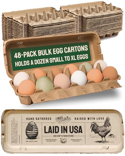 Hatortempt 48pc Egg Cartons Cheap Bulk 12 Count, Reusable Dozen Egg Crates | Sturdy Cardboard Paper Pulp - S-XL Chicken & Duck Egg Cartons - Rustic Custom Design - Empty Egg Containers for Fresh Eggs - size: 48-Pack
