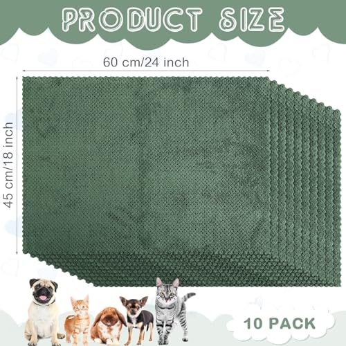 10 Pcs Guinea Pig Cage Liners Washable Rat Bedding for Guinea Pigs Controlling Absorbent Waterproof Pee Pads Blanket for Rabbits Hamster Small Animal Chinchilla(Grid,18x24 Inch,Dark Green) - color: Dark Green, size: 18x24 Inch, style: Grid