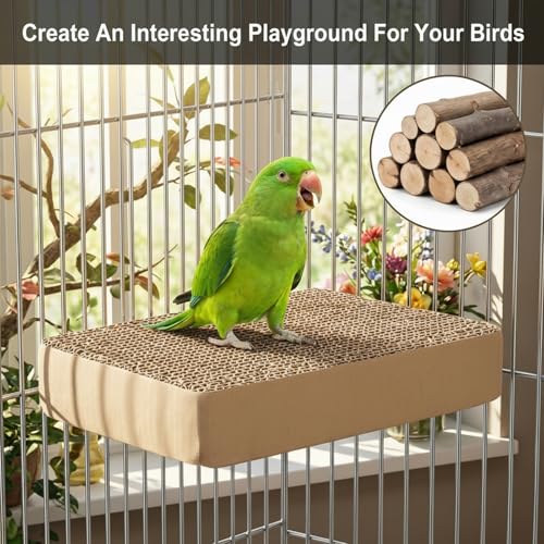 YUXIANLB 7.3 Inch Paper Bird Toys, Parrot Perch Platform Clean Beak | flat grinding stand cage, reduce boredom, Release Stress, conure paw shredder toy, parakeet cockatiel conure mynah