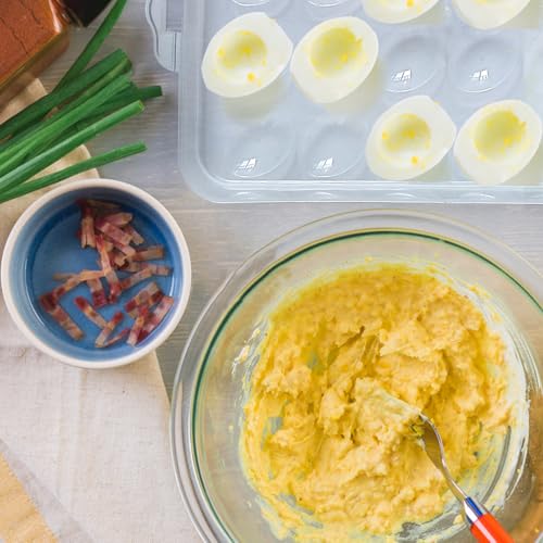 2 Layers Deviled Egg Containers with Lid,48 Slots Deviled Eggs Holder with Handle,Plastic Egg Tray,Portable Egg Storage Carrier Platter for Easter,Thanksgiving Day,Party,Picnic - style: 2-layer 48egg