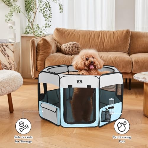 X-ZONE PET Portable Foldable Pet Dog Cat Playpen Crates Kennel/Premium 600D Oxford Cloth,Removable Zipper Top, Indoor and Outdoor Use (XL, Blue) - color: Blue, size: XL