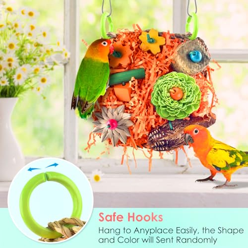 KATUMO Bird Toys, Conure Grass Mat Shredder Toys Parakeet Toys Parrot Foraging Toys for Cockatiel Conure Lovebird Parakeet Small to Medium Birds | Natural Grass Mat Toy Satisfies Birds Chewing & Foraging, Easy Hanging, Perfect for Conure, Lovebird and Sma