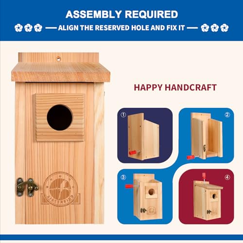 SISTERBIRD Bluebird Houses for Outside, Blue Bird Houses for Outdoors, Premium Bird House, Pack of 2 Bluebird House, Wooden Birdhouses Kits for Adults for Durable Yard Decor - color: Burly Wood -- 2PK