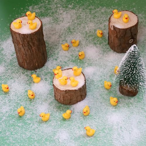 100 Pcs Mini Resin Ducks Tiny Ducks Miniature Duckies Bulk Figures for Garden Micro Landscape Home Prank Game Micro Landscape Aquarium Dollhouse Ornament DIY Handmade School (Yellow) - color: Yellow