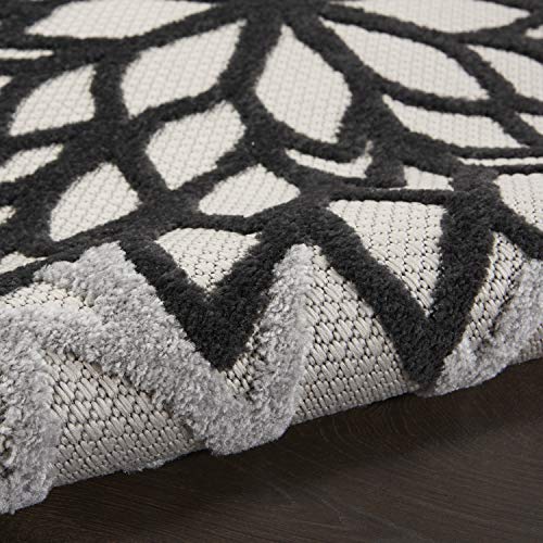 Nourison Home Aloha 6' Runner Black White Fabric Tropical Area Rug (6' Runner) - color: Black White, size: 2' x 6' (Runner)