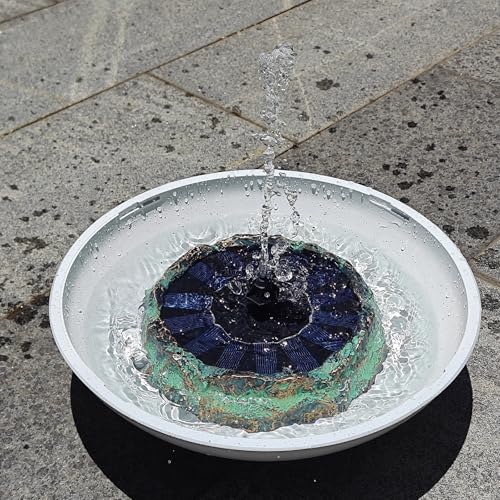 Solar Fountain for Bird Bath Vintage Copper Patina Faux Rock Water Pump with 6 Nozzles Small Solar Powered Bird Bath Water Bubbler Hummingbird Fountain Birdbath for Garden Fish Tank and Pond