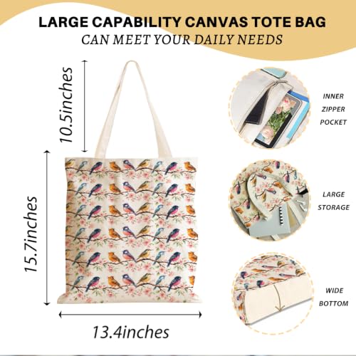 Cartoon Canvas Tote Bag, Gifts for Women Men Birthday Christmas Reusable Tote Shoulder Bag for Grocery Shopping 01 - color: Bird 642