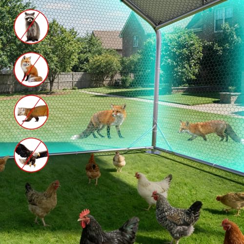 Large Metal Chicken Coop, Outdoor Chicken Run with Cover, 10 x 20 x 6.5 FT | Heavy-Duty Poultry Enclosure & Chicken Pen with Split Doors, Galvanized Steel Frame, Free Wire Mesh Fence and Roosting Ladder - size: 118.1"L x 78.7"W x 235.2"H