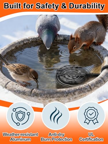 Apipi 250W Submersible Chicken Waterer Heater- Thermostatic Control Deicer for Max 25 Gals Water Capacity, Energy-Saving Rust-Proof Chicken Coop Poultry Water Heaters for Duck Goose Bird Livestock