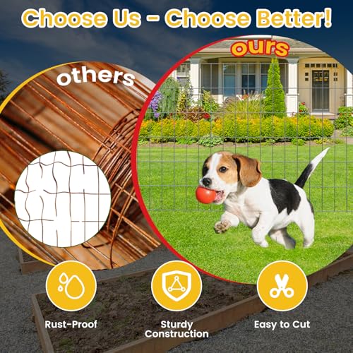 Welded Wire Fence 4Ft x 50Ft 15Ga Chicken Wire Fencing Garden | Border Fencing Roll Metal Wire Mesh for Yard Vegetable Plant Protection Poultry Netting