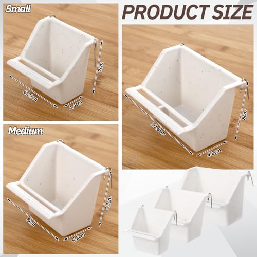 LemonRoad 3 Pcs Bird Cage Feeders Winged Plastic Cup Universal Cage Waterer Food Dishes Bowl Pet Supplies Accessories for Small Bird(Milky White)