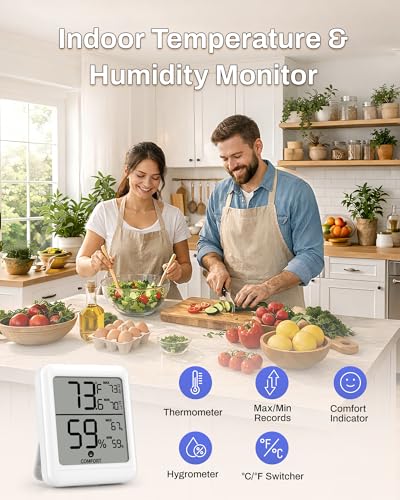 BN-LINK Digital Hygrometer Indoor Room Thermometer with LCD, 1 Pack | Accurate Temperature and Humidity Meter with Large LCD Monitor for Home, Bedroom, Terrarium, Incubator, Greenhouse - size: 1 Pack