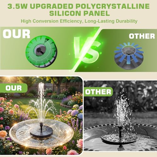 AISITIN 3.5W Solar Fountain for Bird Bath with 6 Interchangeable Nozzles | Floating Solar Water Fountain Pump, Outdoor Solar Water Pump for Garden Pond, Aquarium, Fish Tank, Pool