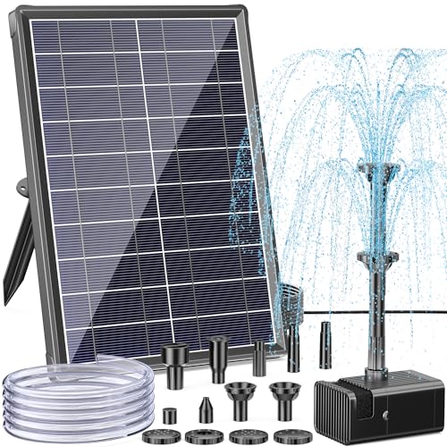 Antfraer Solar Fountain Pump for Bird Bath, 8W Solar Water Fountain Pump with Dry-Run Protection & Double-Layer Nozzles, Solar Powered Fountain with 5Ft Tubing for Small Pond, Bird Bath, Water Feature - style: 8W
