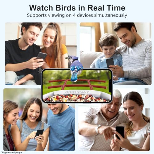 birdsnap® PAV Bird Feeder with Camera Solar Powered 2K Live Video 64GB Card | AI Bird Species Identification, Instant Arrival Alerts, IP65 Waterproof, Wild Bird Feeders for Outdoors, Gift for Bird Lovers - color: Red