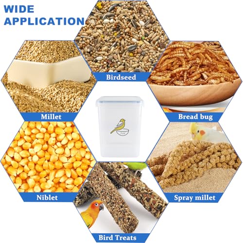 Bird Seed Storage Container,5.49Qt/5.2L Airtight Bird Food Container,Birds Seeds Containers with Scoop,Pet Food Storage Containers for Wild Birds Seeds Dispenser |Storing Sunflower Seed|BPA Free-Blue