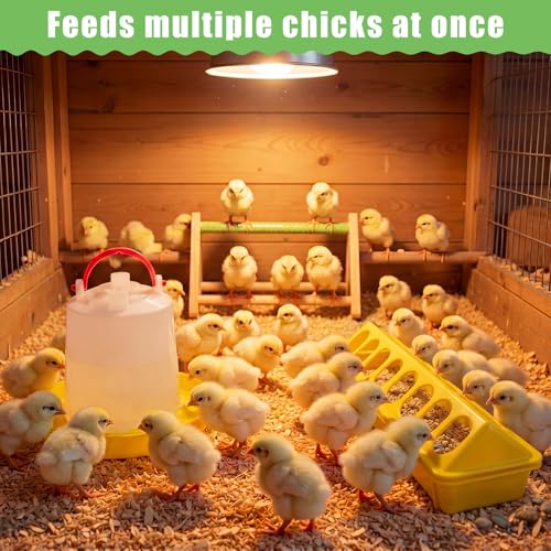 14 Pcs Chick Feeder and Waterer Kit with Wooden Perch Baby Poultry Starter Set 1.5 L Feeding Dispenser for Small Poultry Ducks Quail Pigeon Coop and Brooder (Yellow) - color: Yellow