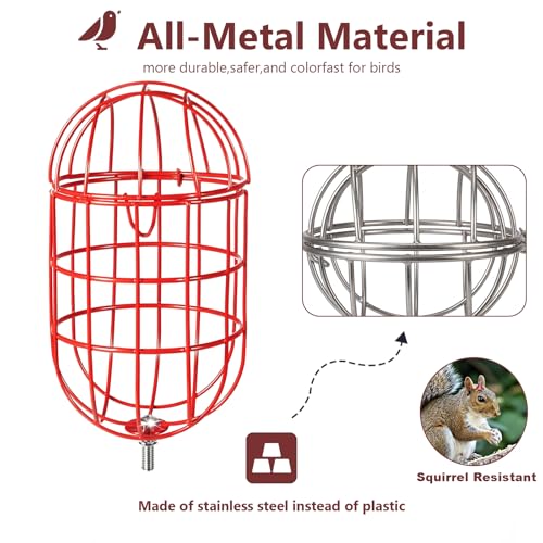 SheeChung Metal Suet Ball Holder for Bird Buddy,Bird Water Feeder Outdoor | 5mm Screw Hole,Bird Buddy Accessories,Smart Feeder Replacement Part,Nutrition Set for Bird Feeder,Easy to Clean & Refill - color: Red Oval, size: with Water Feeder