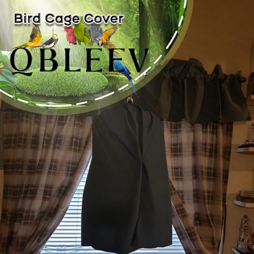 QBLEEV Round Parrot Birdcage Cover, Pet Universal Blackout Cage Cover Shade | Windproof light-proof sleep reduces distractions night accessories cloth without cage, bow tie clouser, easy to wear - color: Black