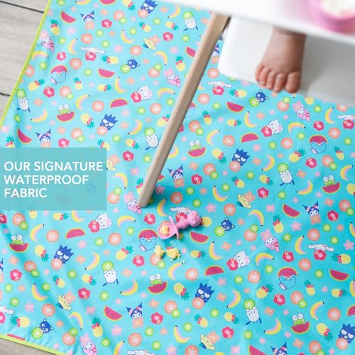 Bumkins Baby Splat Mat for Under High Chair, Babies Toddlers Eating Mess Mat, Waterproof Reusable Cloth for Arts and Crafts, Playtime for Kids, Floors or Tables, Fabric 42inx42in, Sanrio Hello Kitty - color: D4 Hello Kitty & Friends