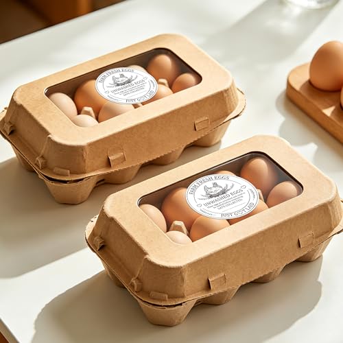 Farm Fresh Eggs Carton Labels Stickers - 500 Count Unwashed Eggs Packaging Adhesive Round Decal Roll, Market Egg Handling Sticker Collected Date for Chicken Quail Duck (2 x 2 Inch, White) - color: Eggs White