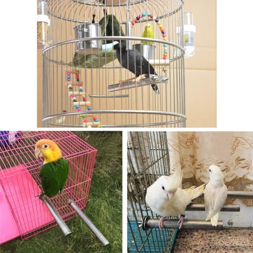 Bird Perch Stainless Steel Stand Parrot Rod Grinding Claws Trimming Beak Nails Grinding Stick Exercise Platform for Parakeet Cockatiel Conure African Grey Macaw Finch Bird Cage Accessories (S) - size: S: 7.19x 0.75inch