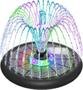SZMP Powerful 5W Solar Powered Water Fountain for Bird Bath, Upgraded Glass Panel with Colorful Light Show, 7 Nozzles, Anti-Drift Fixer, 2000mAh Battery