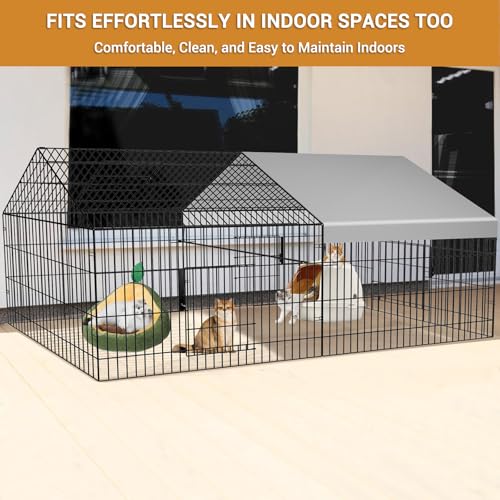 Chicken Coop 87"×40" Metal Portable Black Duck Coops Enclosure with Waterproof Cover Chickens Cage Runs for Yard Outdoor Backyard Farm Duck Pen Chicken Tractor for Rabbit, Dog, Cat,Small Animal