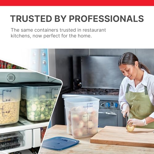 Cambro FreshPro 18 Quart (QT) Food Storage Container with Lid (Restaurant Grade) - for Food Prep, Commercial Kitchen, Pet and Dog Food Container (Translucent) - size: 18 Quart
