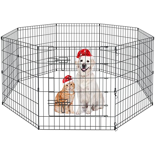 Artmalle Dog Playpen 30 Inch, 8-Panel Rustproof Foldable Fence with Door | Rustproof 8-panel metal playpen with door folds flat, sets up tool-free, and forms multiple shapes indoors or outdoors. - style: 24'' x 30'' x 8PCS