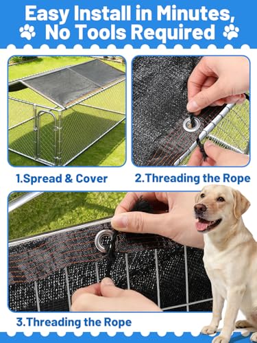 MEWTOGO 95% High Density Dog Kennel Shade Cover - 10x13ft Mesh Shade Cloth | Anti-Tear, Easy Setup, Provides Perfect Shade, for Garden Outdoor Patio Greenhouse Balcony Chicken Coop Pet Crate - size: 10x13ft