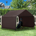 Dog Shade Shelter Outdoor 4'x4'x3' Tent for Large Medium Dogs, Outside Sun Rain Canopy Pet House for Livestock Pigs Cats with Waterproof Roof Ground Nails,Brown - color: Brown