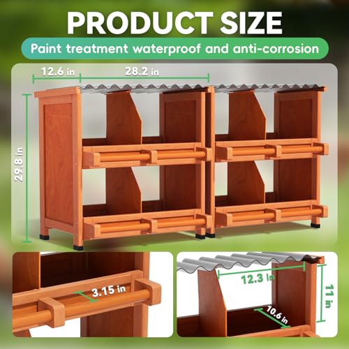Chicken Nesting Boxes,8 Compartments Wooden Nesting Boxes for Chickens,Laying Nest Boxes for Hens Ducks Poultry Protect Eggs Chicken Coops Easy Egg Collection (8 BOXS) - size: 8 BOXS