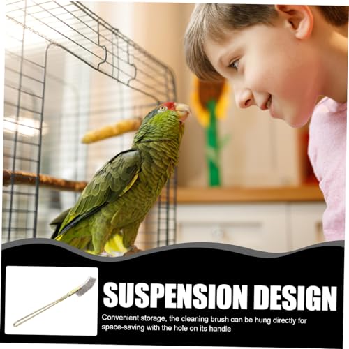 2pcs Bird Cage Cleaning Brush with Long Handles Stainless Steel Wire Bristles for Easy Maintenance Portable Lightweight Design Suitable for Birdcages Hanging for Convenient Storage