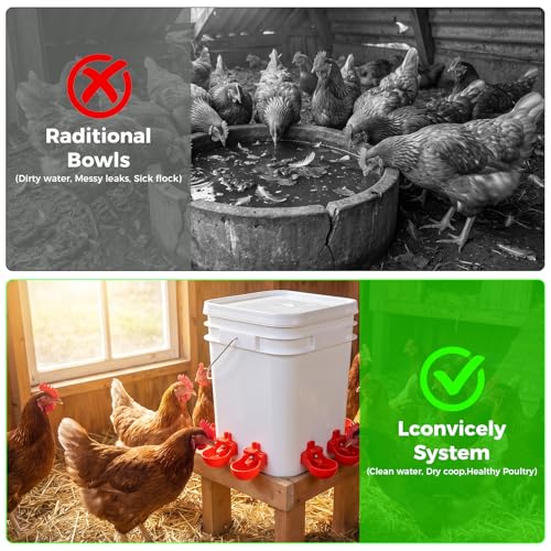 Automatic Chicken Water Nipples and Chicken Water Cups with Drip Catchers, Leak-Proof Gravity Fed Poultry Watering System with Drill Bit for Hens, Ducks and Quails (8 Pack) - color: 8 Pack