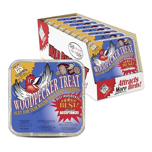 C&S Woodpecker Suet Treat, Outdoor Wild Bird Food for Woodpeckers, Flickers and More, 8 Pack - style: Woodpecker, 8 Pack