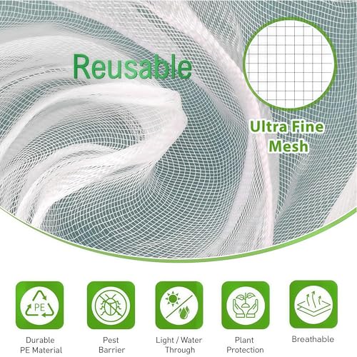 Drawstring & Zipper 2 Pack 8x8 FT Fruit Tree Netting Cover - Easy Install - Reusable Bird Netting for Blueberry Bushes/Apple/Pear/Tomato Tree, Anti-Cicada/Deer/Squirrel,Big Size Plant Protection Net - size: 8×8FT