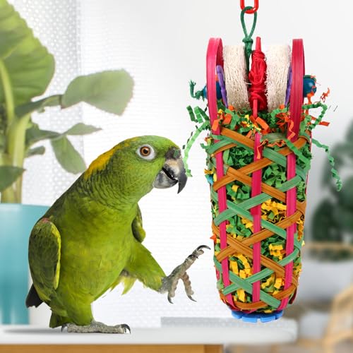 Kyouki Parakeets Toys, 2 PCS Bird Chewing Toys – Perfect for Cockatoos, Conures, Love Birds, Small & Medium Parrots, Fun Foraging & Tearing Bird Cage Accessories (Seeking Food Basket) - color: Seeking food basket