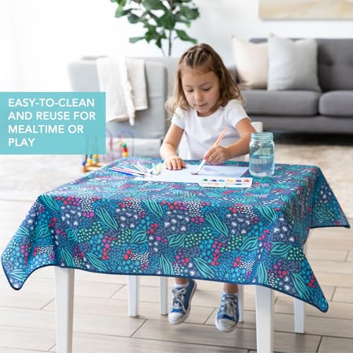 Bumkins Baby Splat Mat for Under High Chair, Babies Toddlers Eating Mess Mat, Waterproof Reusable Cloth for Arts and Crafts, Playtime Mat for Kids, Floors or Tables, Fabric 42inx42in, Jungle Blue - color: C1 Jungle Blue